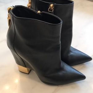 Giuseppe Zanotti Black Ankle Boots with Gold Heel